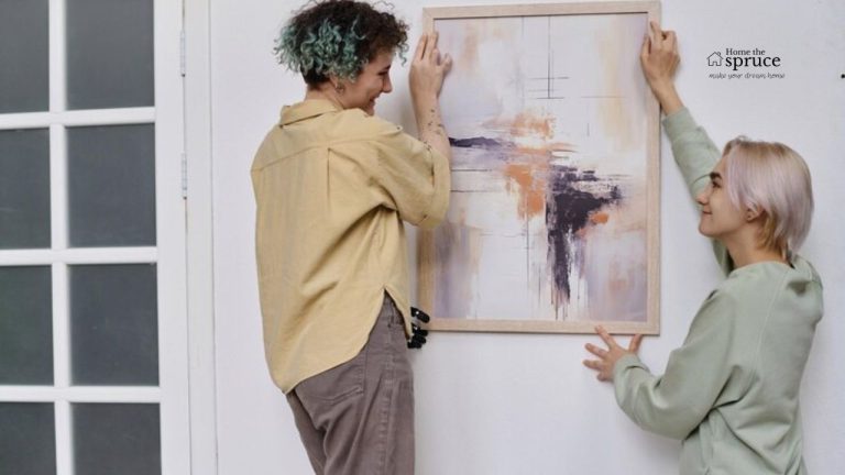 A photo of people walking through a gallery.