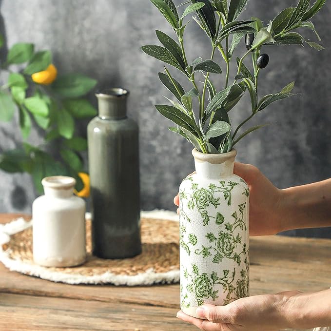 Vintage Ceramic Vase Set for Elegant Farmhouse Home Decor